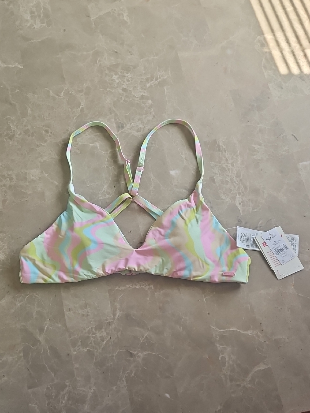 Roxy Pretty Pastel Reversible Swim Padded Bikini Top Size Xl